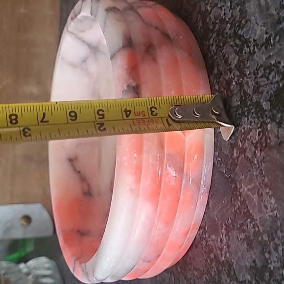 Vintage Pink Marbled Soap Stone Vanity Dish with Lid - Picture 10 of 12